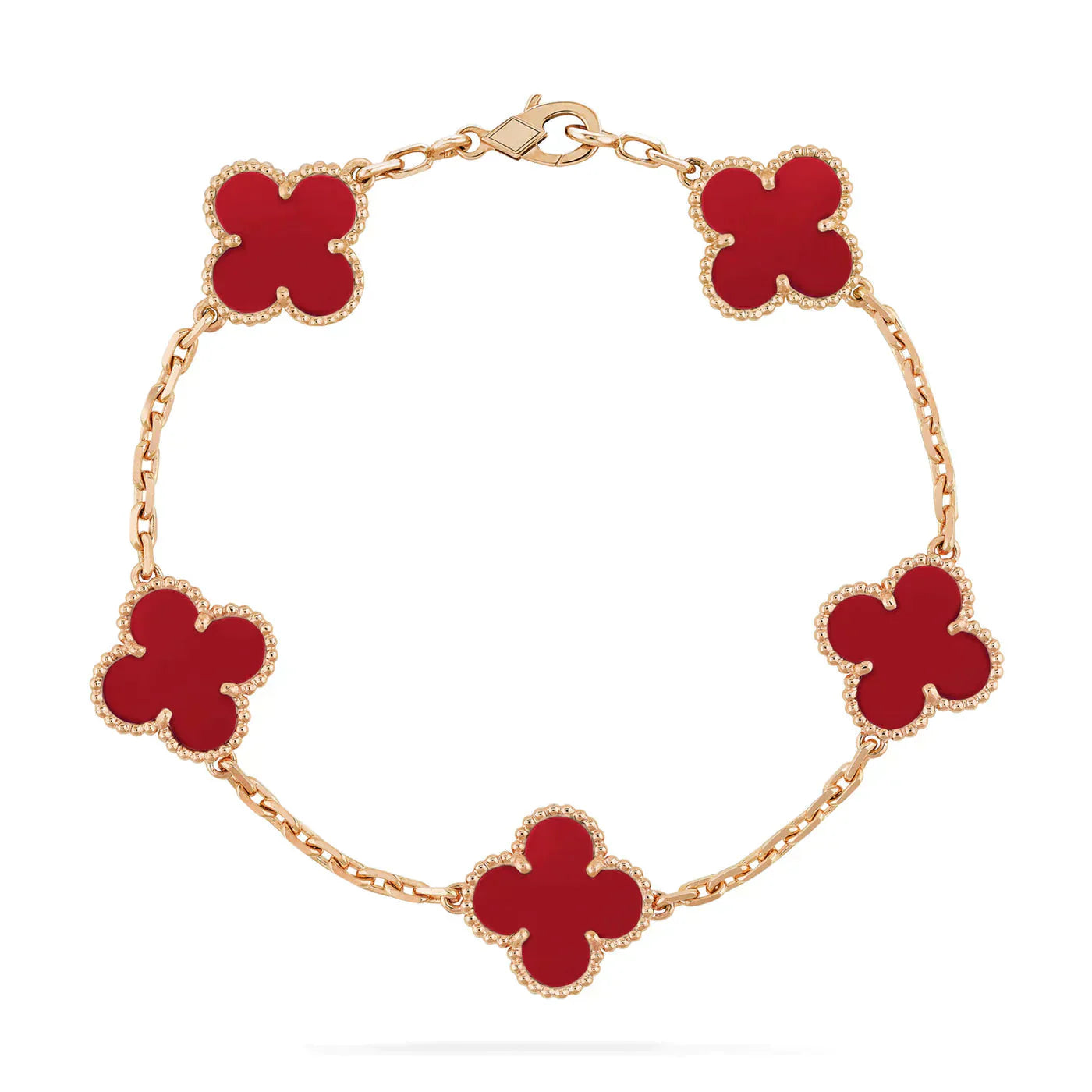 [Kismet Jewels ]CLOVER 5 MOTIFS RED AGATE  BRACELET