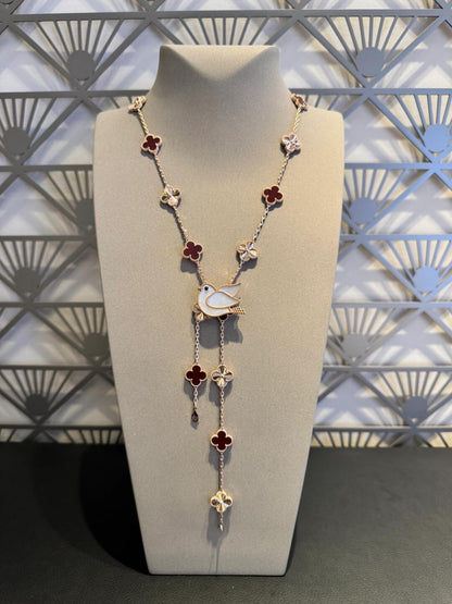 [Kismet Jewels ]CLOVER 20 MOTIFS LASER CARNELIAN NECKLACE