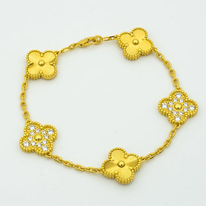 [Kismet Jewels ]CLOVER BRACELET 5 MOTIFS GOLD DIAMOND
