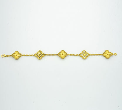 [Kismet Jewels ]CLOVER BRACELET 5 MOTIFS GOLD DIAMOND