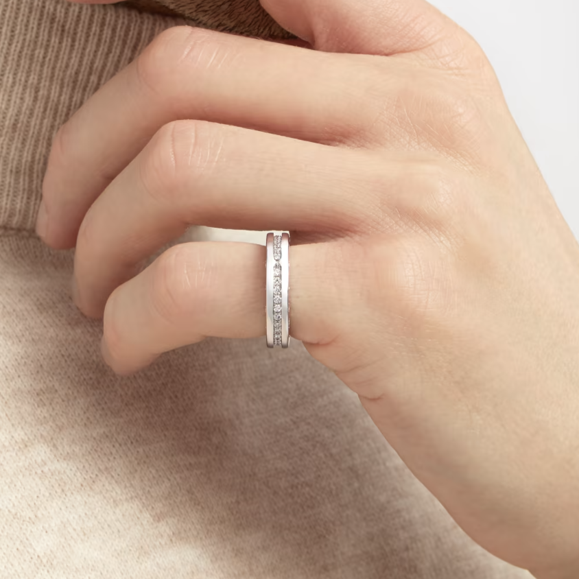 [Kismet Jewels ]ZERO 1 ONE-BAND PAVED DIAMONDS ON THE SPIRAL RING