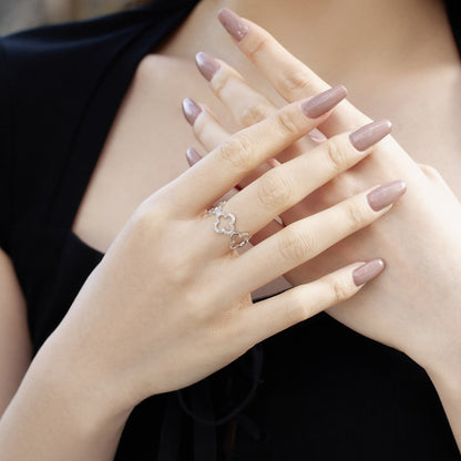 [Kismet Jewels ]Hollow Design Four-Leaf Clover Flower Shape Ring