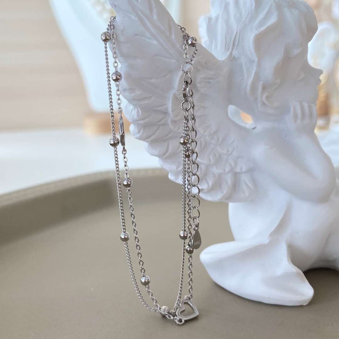 [Kismet Jewels ]Dainty Double Layer Love Heart Bracelet