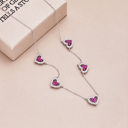 [Kismet Jewels ]Sparkling Five Heart Necklace