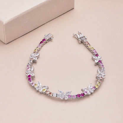 [Kismet Jewels ]Ornate Colorful Butterfly Shape Round Cut Daily Bracelet