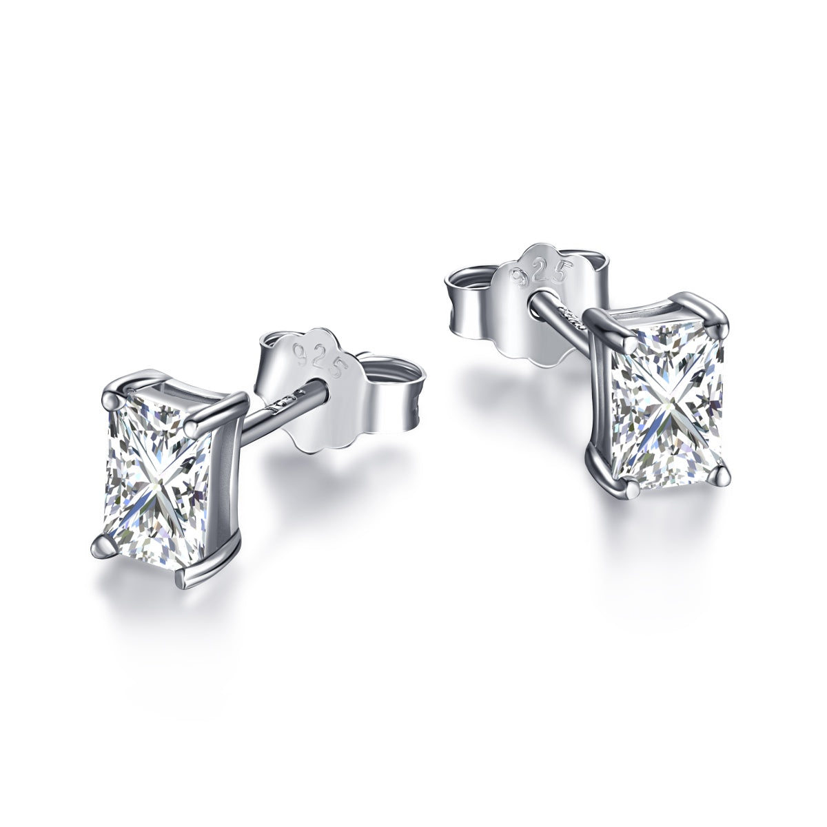 [Kismet Jewels ]Stylish Shiny Rectangular Center Stone Stud Earrings
