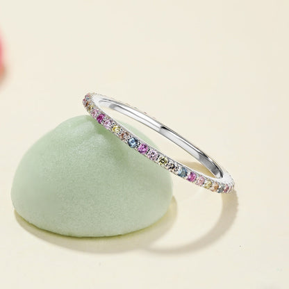 [Kismet Jewels ]Ornate Colorful Round Cut Tennis Ring