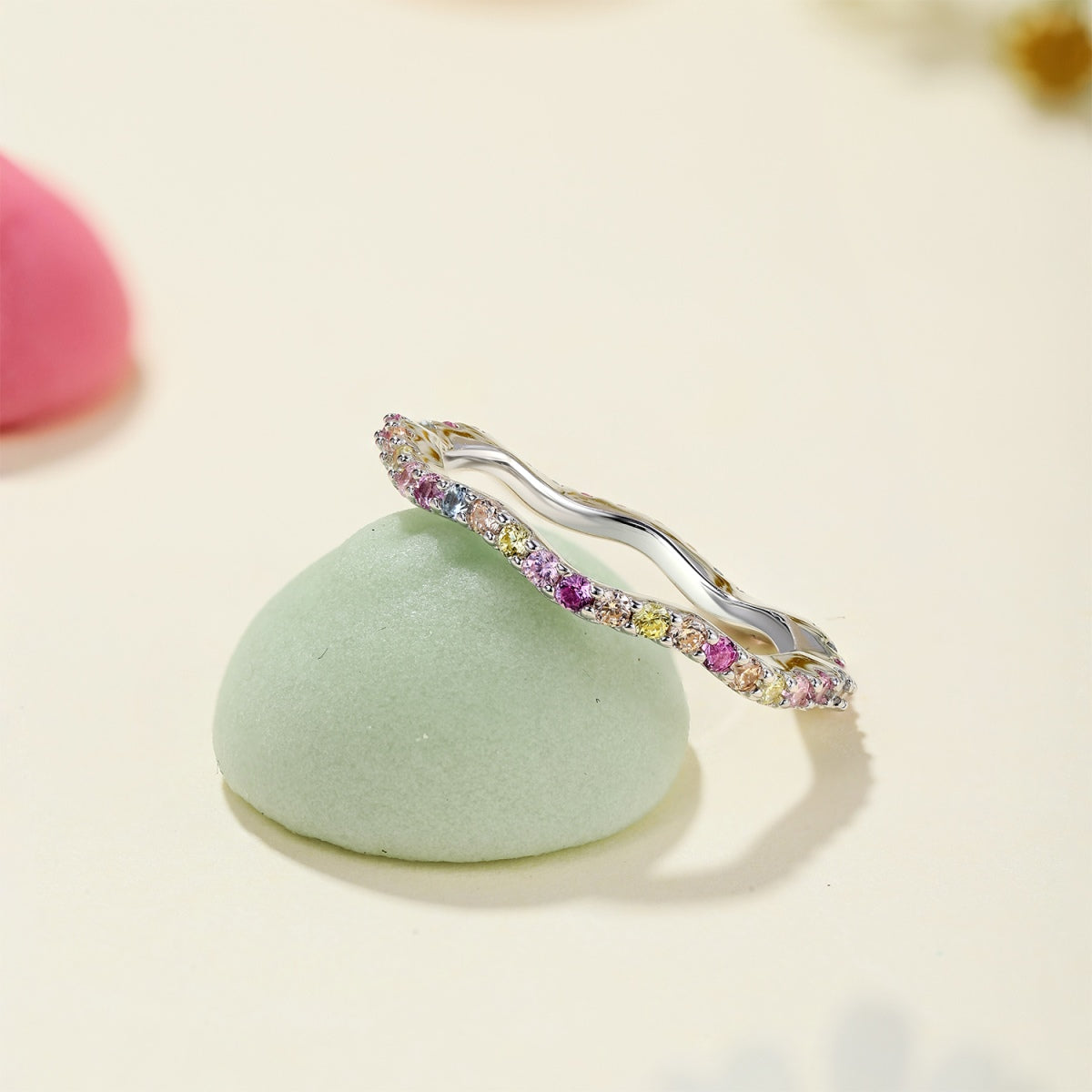 [Kismet Jewels ]Dainty Colorful Round Cut Party Ring