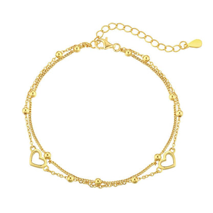 [Kismet Jewels ]Dainty Double Layer Love Heart Bracelet