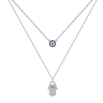[Kismet Jewels ]Demon Eye Hamsa Palm Necklace