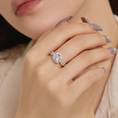 [Kismet Jewels ]Delicate Colorful Round Cut Flower Shape Wedding Ring
