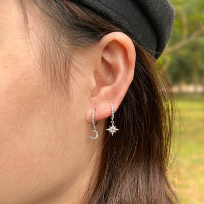 [Kismet Jewels ]Star and Moon Asymmetric Earrings