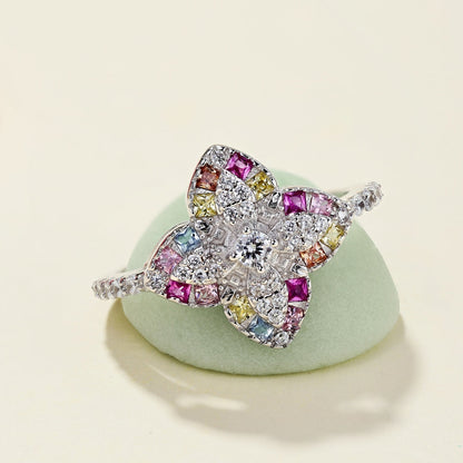 [Kismet Jewels ]Luxurious Colorful Flower Shape Banquet Ring