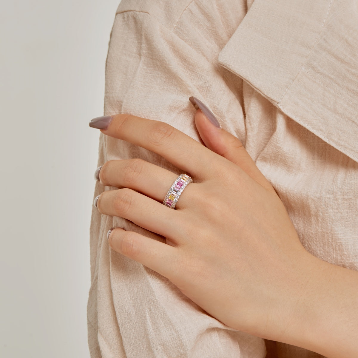 [Kismet Jewels ]Dainty Colorful Radiant Cut Daily Ring