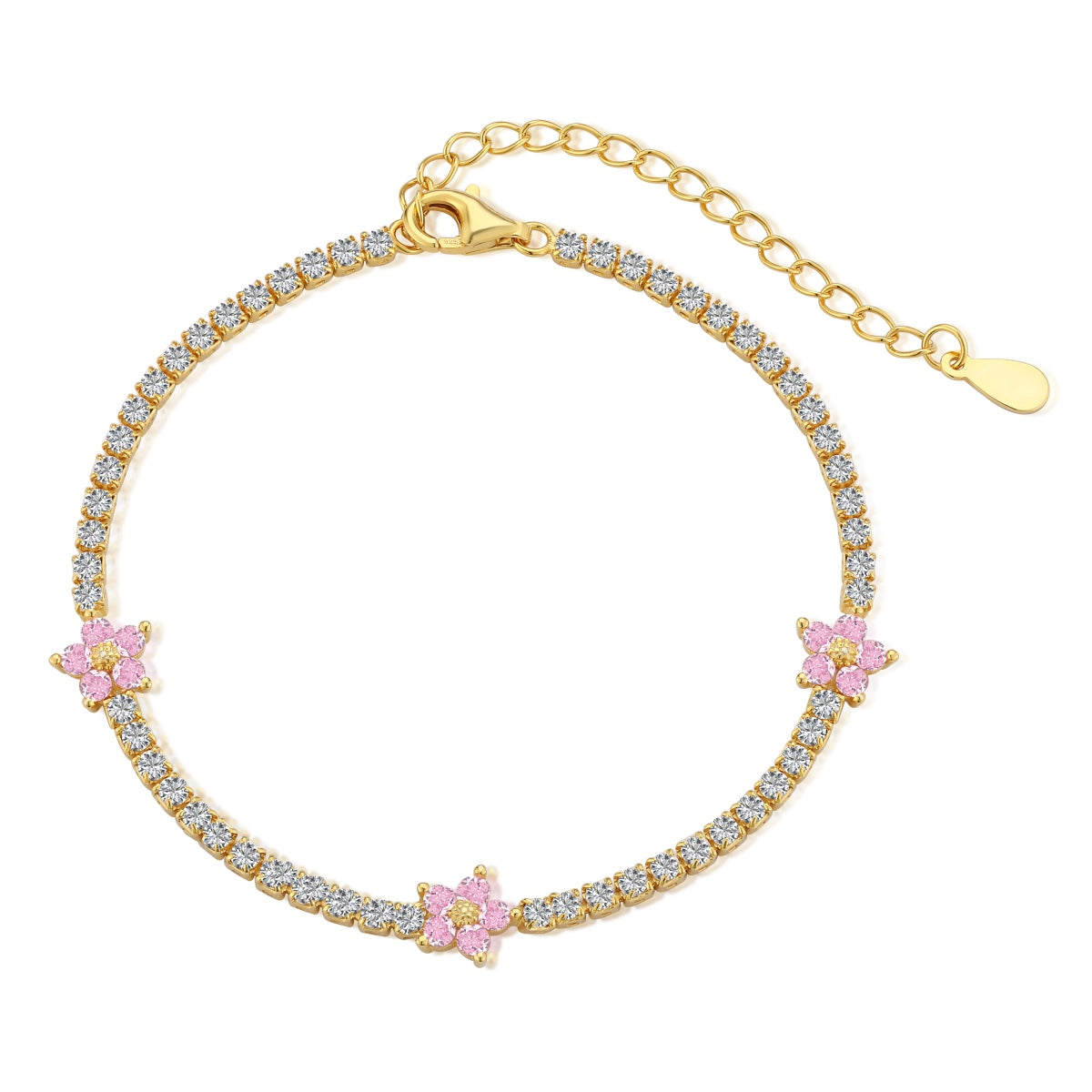 [Kismet Jewels ]Sparkling Flower Shape Tennis Bracelet