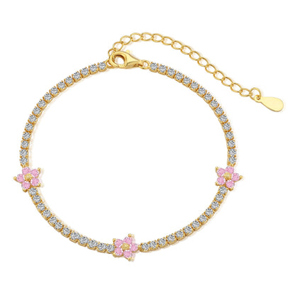 [Kismet Jewels ]Sparkling Flower Shape Tennis Bracelet