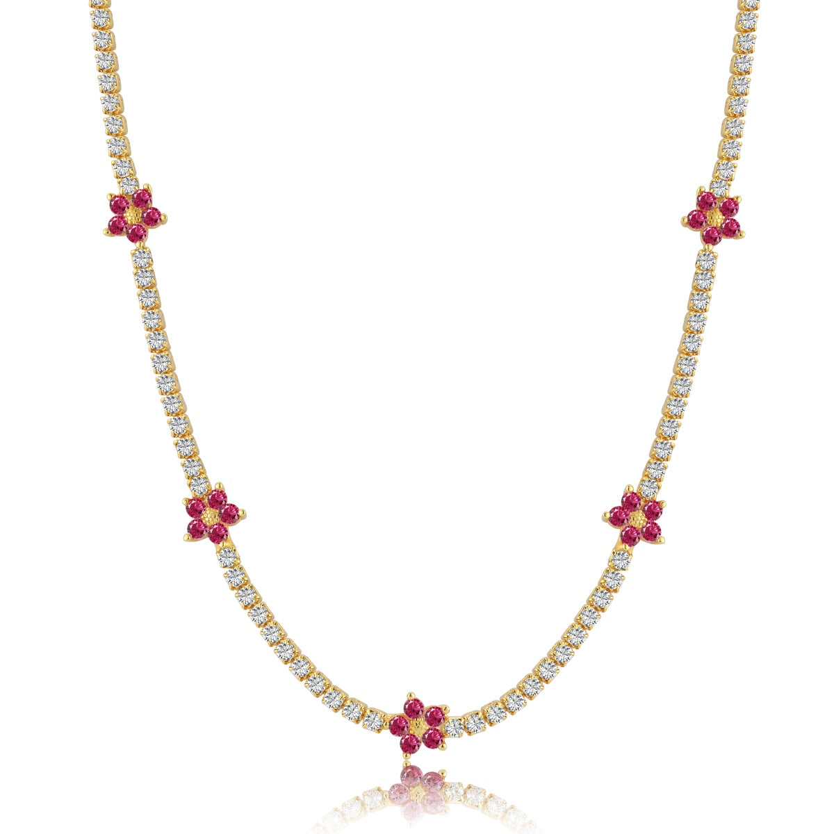 [Kismet Jewels ]Luxurious Colorful Flower Tennis Necklace