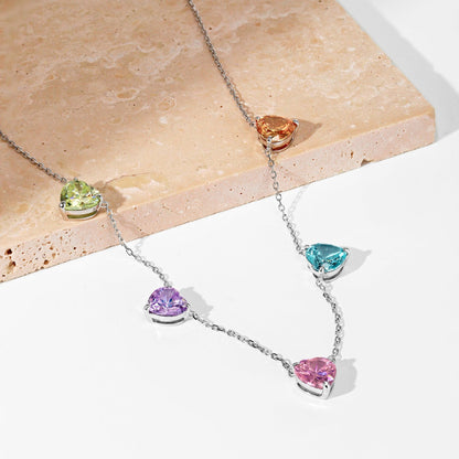 [Kismet Jewels ]Sparkling Colorful Heart Cut Necklace
