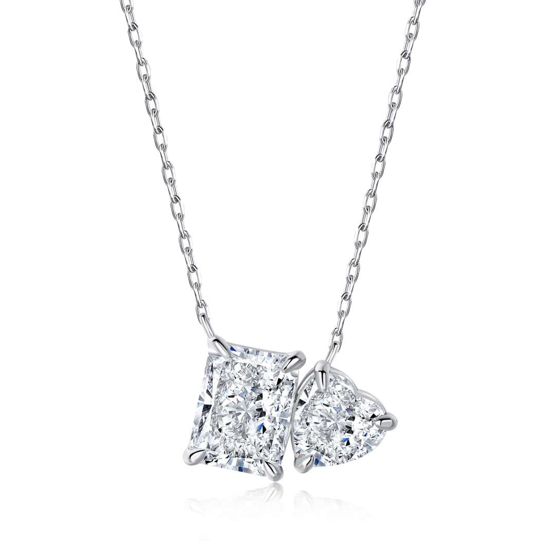 [Kismet Jewels ]Dazzling Square & Heart Shape Necklace