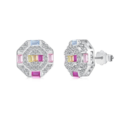 [Kismet Jewels ]Ornate Colorful Octagon Shape Daily Earrings