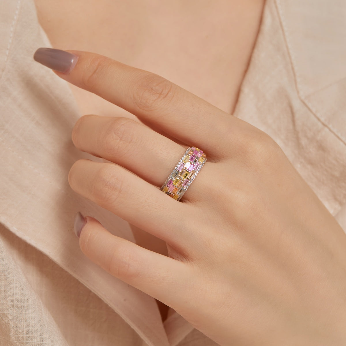 [Kismet Jewels ]Radiant Colorful Radiant Cut Daily Ring