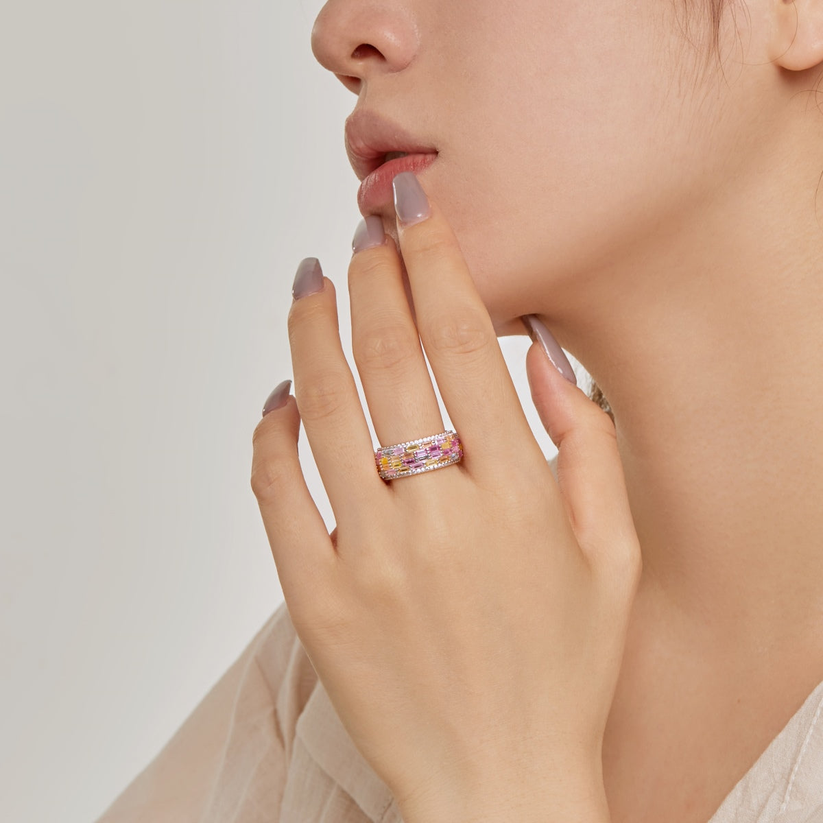 [Kismet Jewels ]Radiant Colorful Radiant Cut Daily Ring