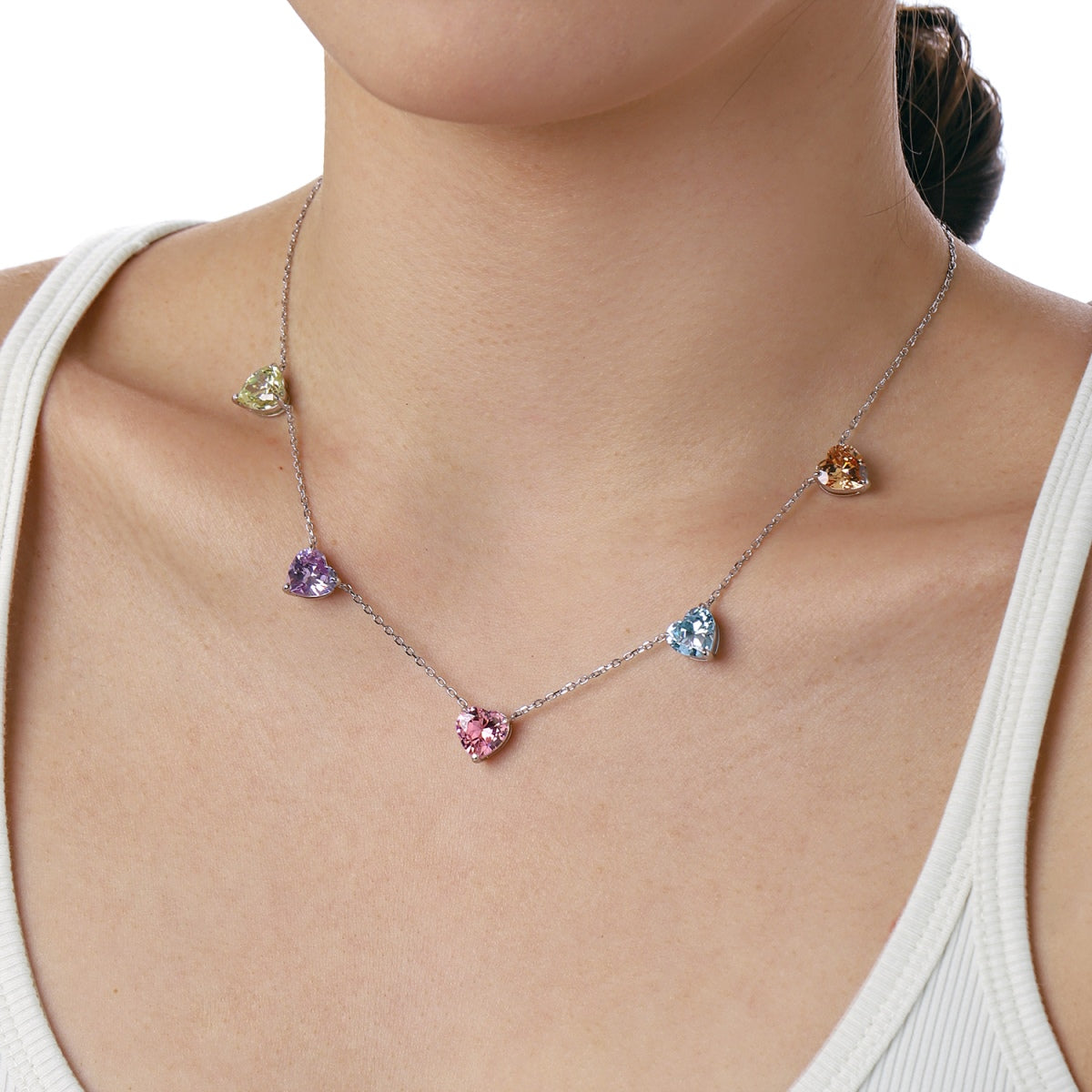 [Kismet Jewels ]Sparkling Colorful Heart Cut Necklace