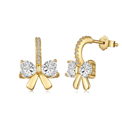 [Kismet Jewels ]Exquisite Earrings With Heart-Shaped Bow Design