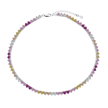 [Kismet Jewels ]Sparkling Colorful Full Heart Tennis Necklace