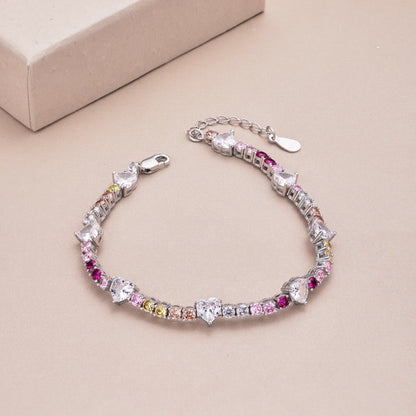 [Kismet Jewels ]Romantic Heart Shape Round Cut Lover Bracelet