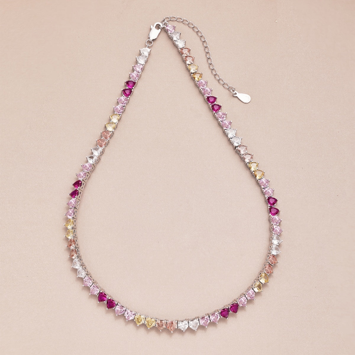 [Kismet Jewels ]Sparkling Colorful Full Heart Tennis Necklace