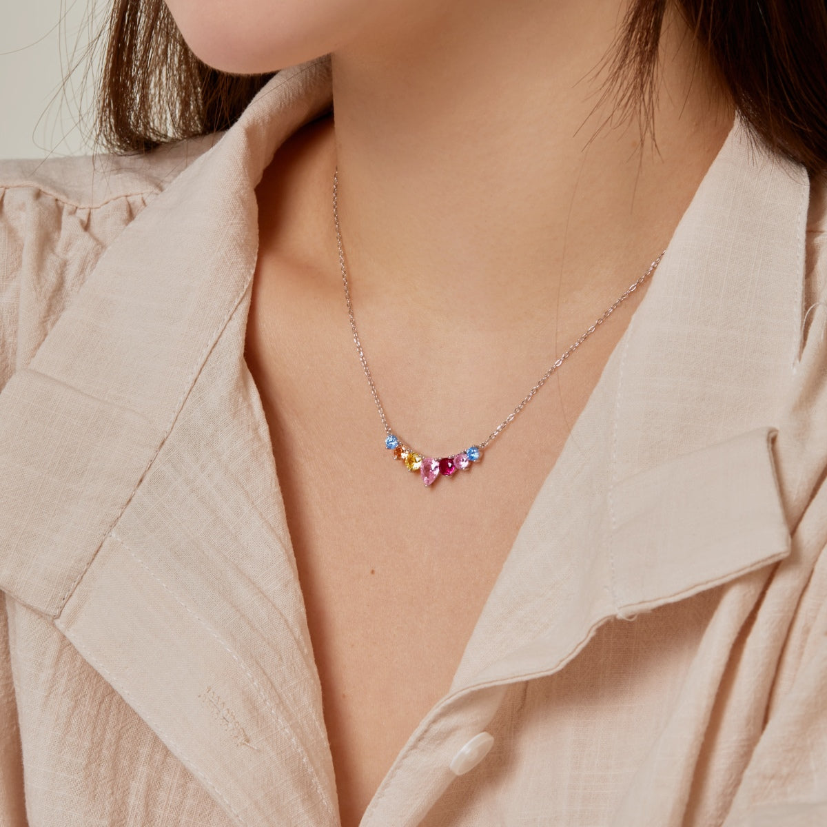 [Kismet Jewels ]Dainty Colorful Heart Necklace