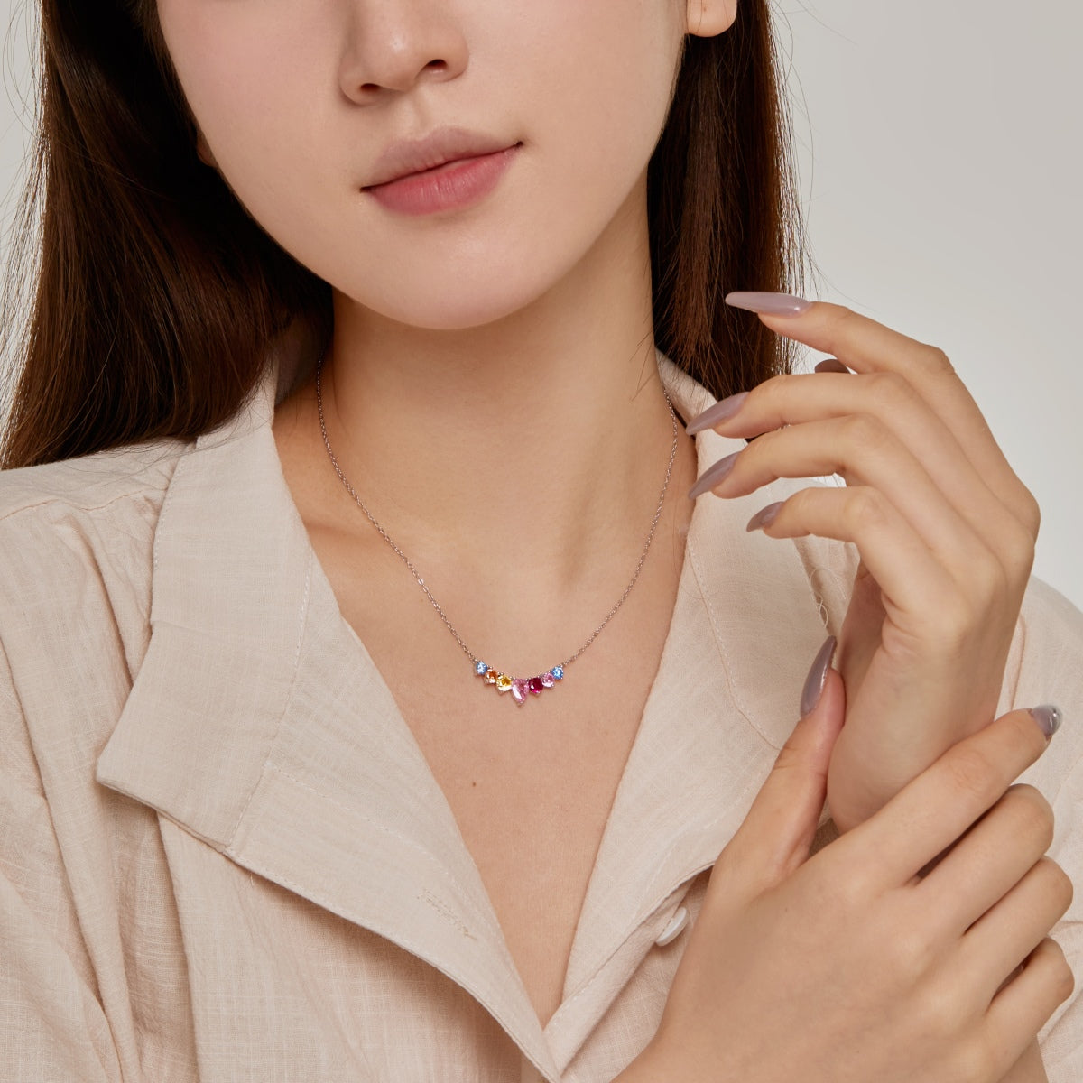 [Kismet Jewels ]Dainty Colorful Heart Necklace