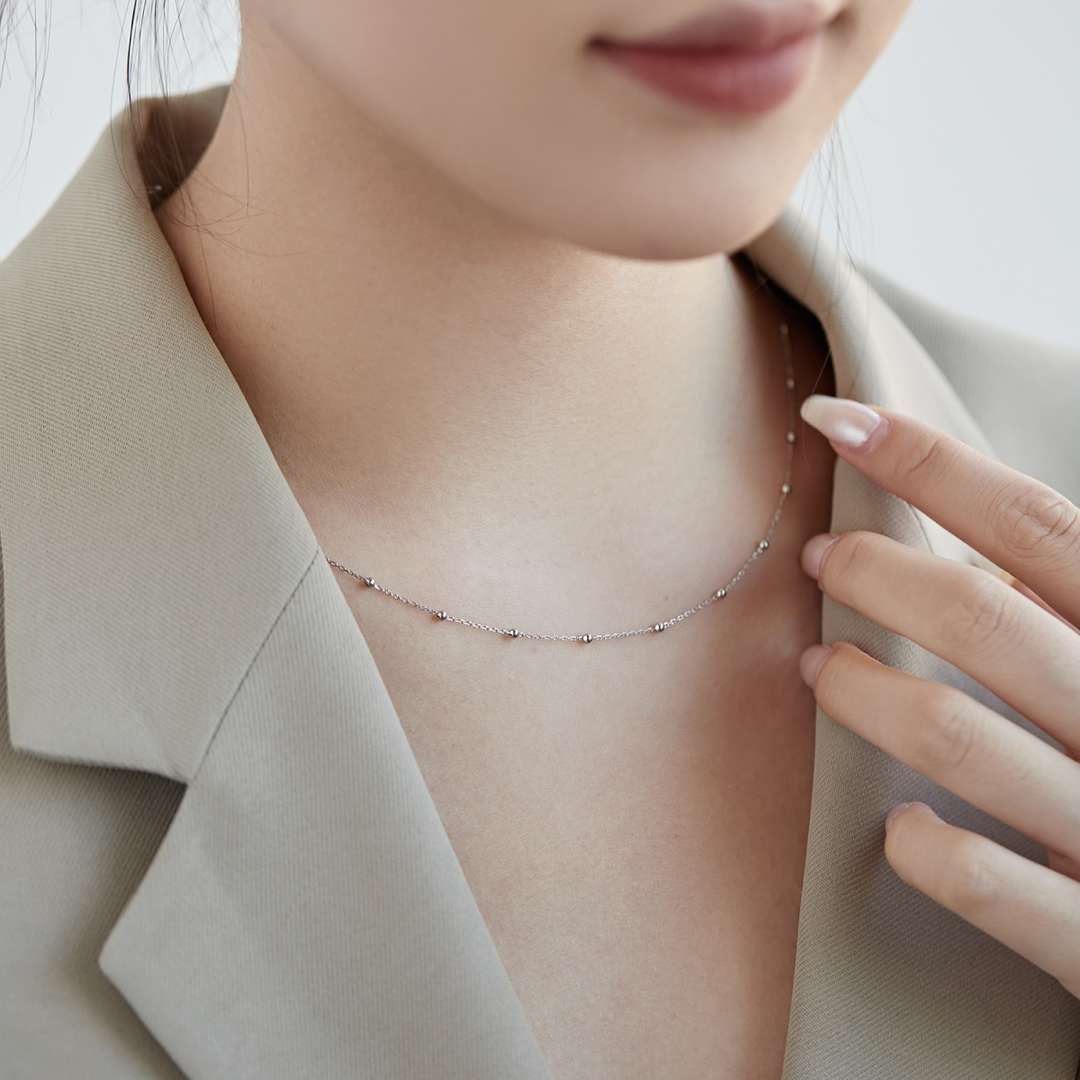[Kismet Jewels ]Small Bead Clavicle Chain Simple Necklace