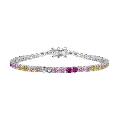 [Kismet Jewels ]Radiant Colorful Round Cut Tennis Bracelet