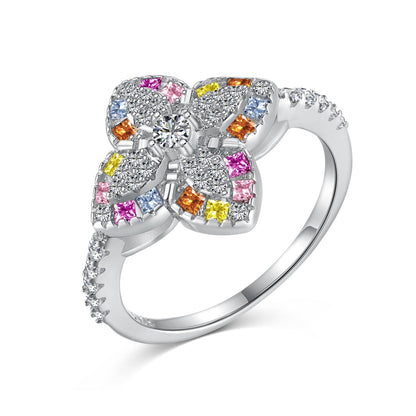 [Kismet Jewels ]Luxurious Colorful Flower Shape Banquet Ring
