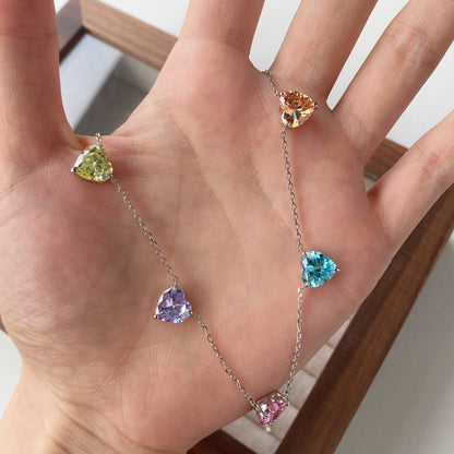 [Kismet Jewels ]Sparkling Colorful Heart Cut Necklace
