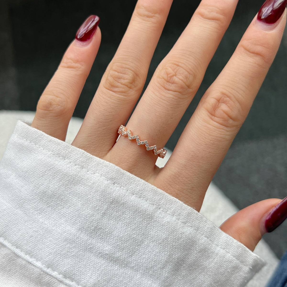 [Kismet Jewels ]Delicate Enchanting Wave Shape Daily Ring