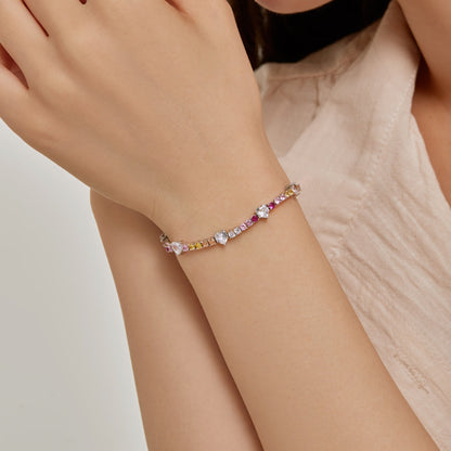 [Kismet Jewels ]Romantic Heart Shape Round Cut Lover Bracelet