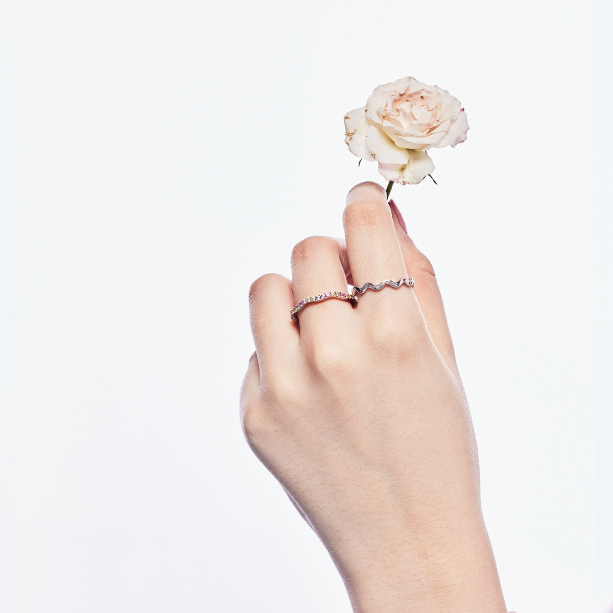 [Kismet Jewels ]Dainty Colorful Round Cut Party Ring