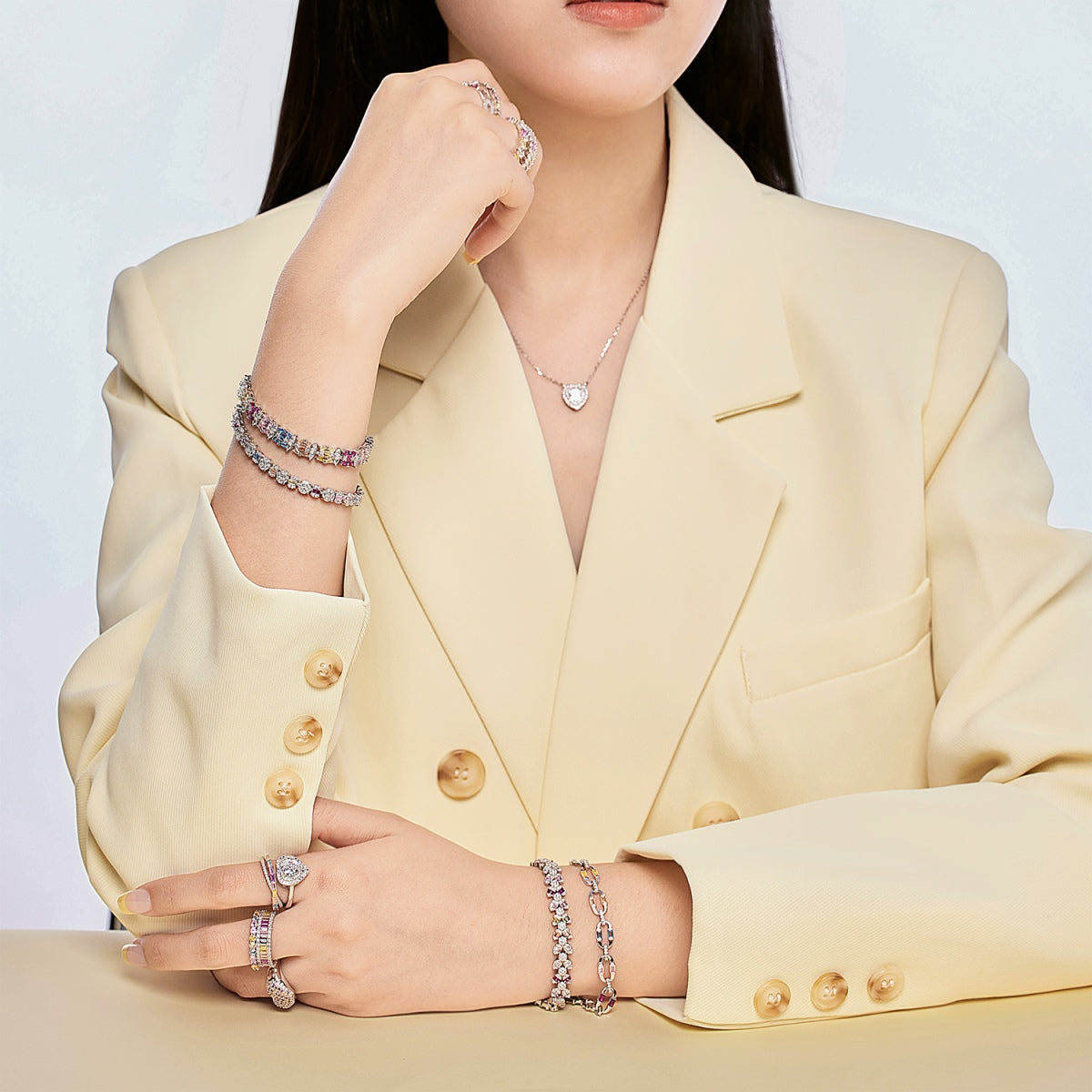 [Kismet Jewels ]Delicate Colorful Multi Cut Party Bracelet