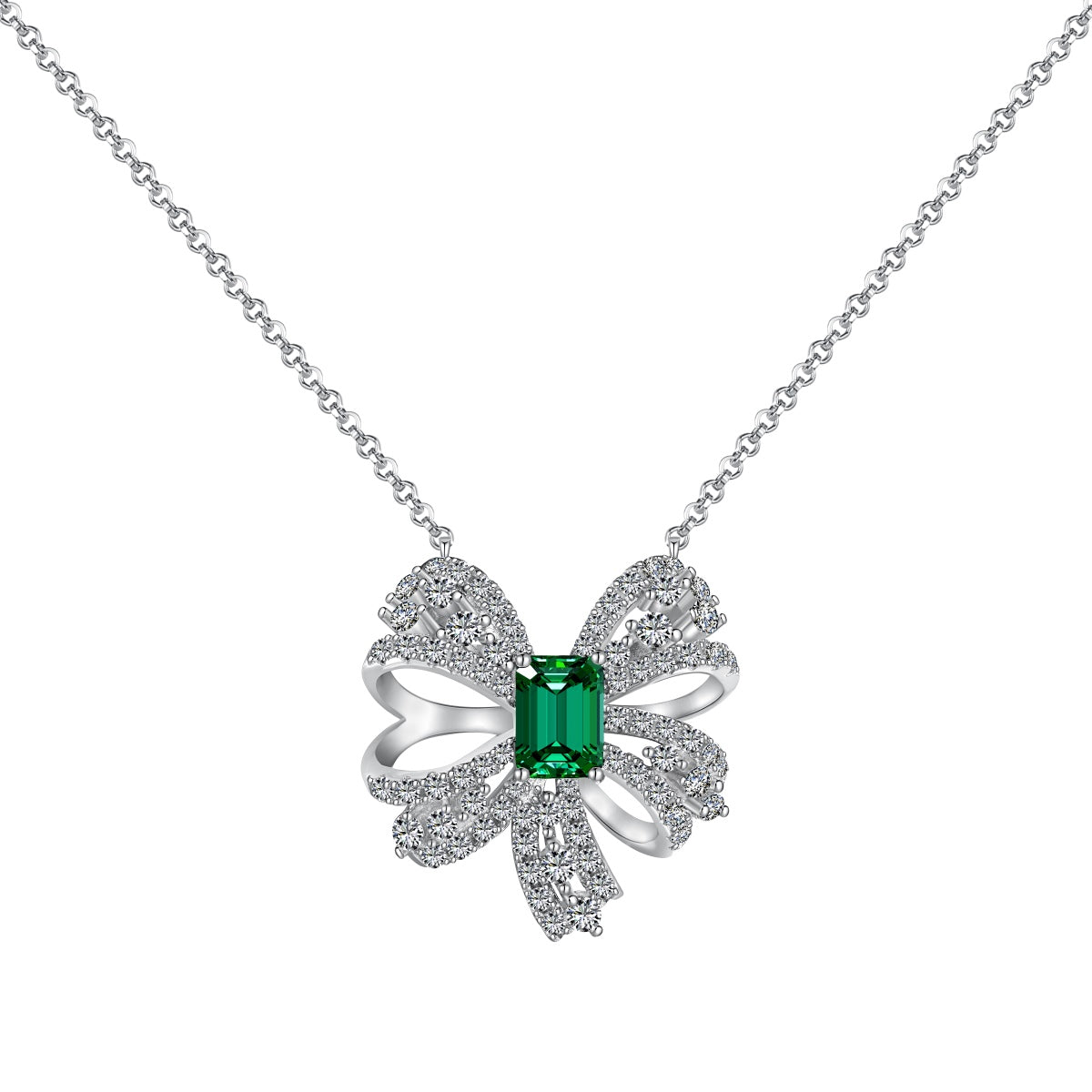 [Kismet Jewels ]Luxurious Flower Shape Emerald Cut Necklace