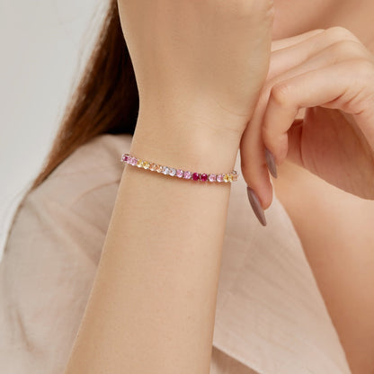 [Kismet Jewels ]Radiant Colorful Round Cut Tennis Bracelet