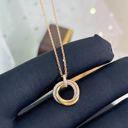 [Kismet Jewels ]TRINITY NECKLACE SILVER GOLD PINK GOLD DIAMONDS