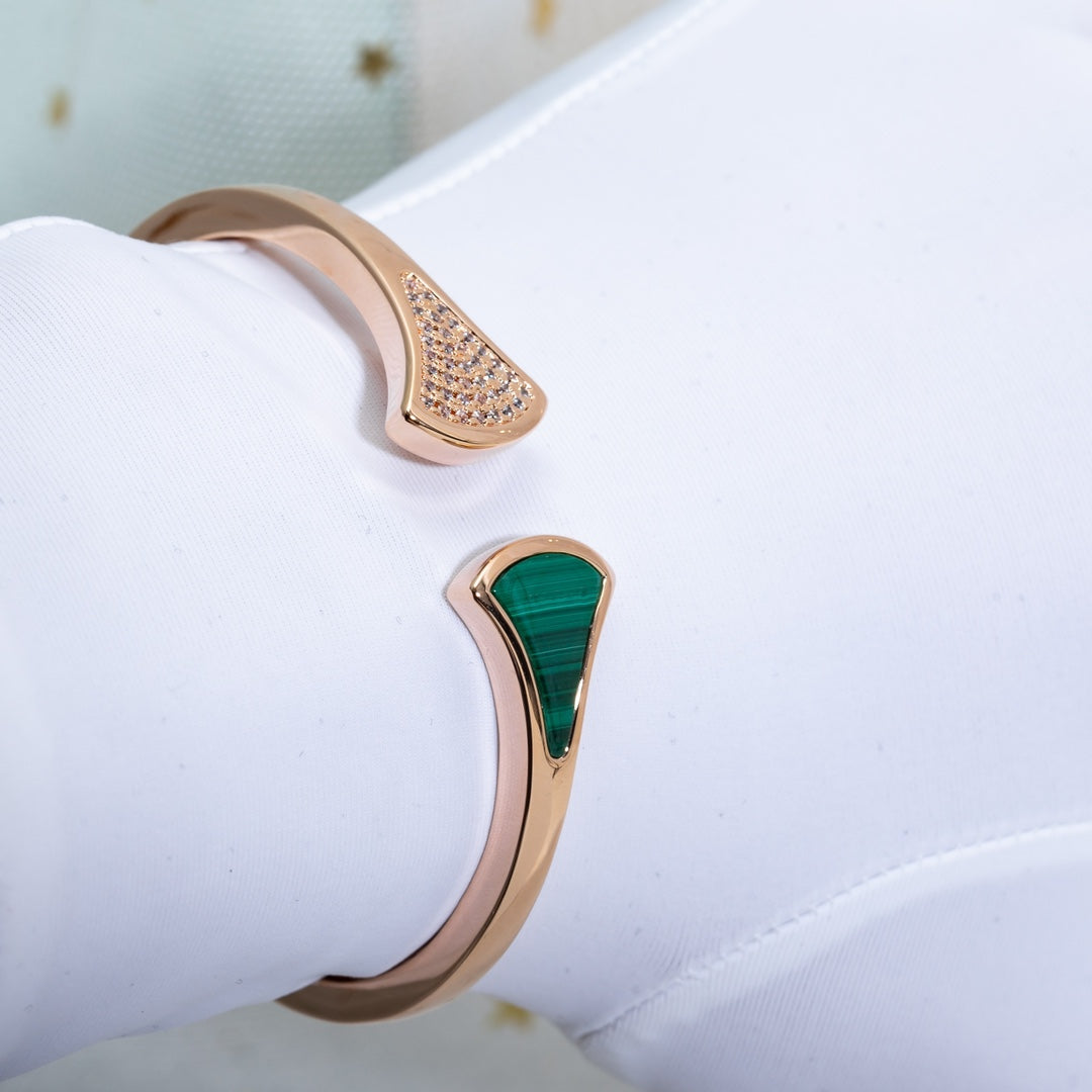 [Kismet Jewels ]DREAM BRACELET OPEN MALACHITE PINK GOLD