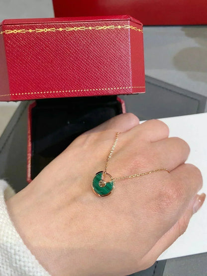 [Kismet Jewels ]AMULETTE ROSE GOLD MALACHITE NECKLACE