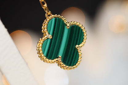 [Kismet Jewels ]CLOVER EARRINGS GOLD MALACHITE DIAMOND 3 MOTIF