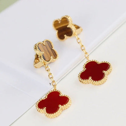 [Kismet Jewels ]CLOVER  2 MOTIF  TIGER EYE CARNELIAN EARRINGS