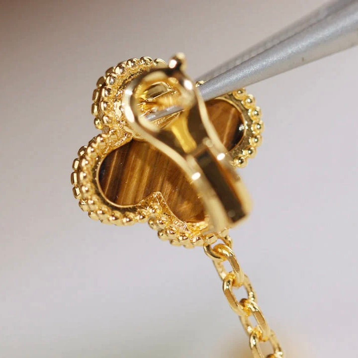 [Kismet Jewels ]CLOVER  2 MOTIF  TIGER EYE CARNELIAN EARRINGS