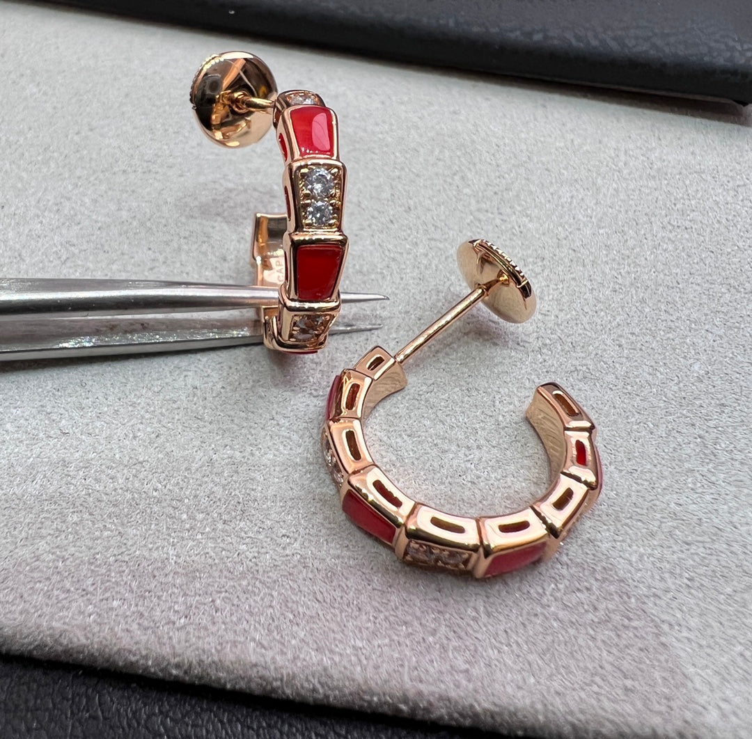 [Kismet Jewels ]SERPENTI CARNELIAN PINK GOLD EARRINGS